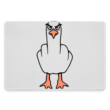 Seagull middle finger insult stinky finger naughty - Large Gaming Mouse Mat - grey - Front