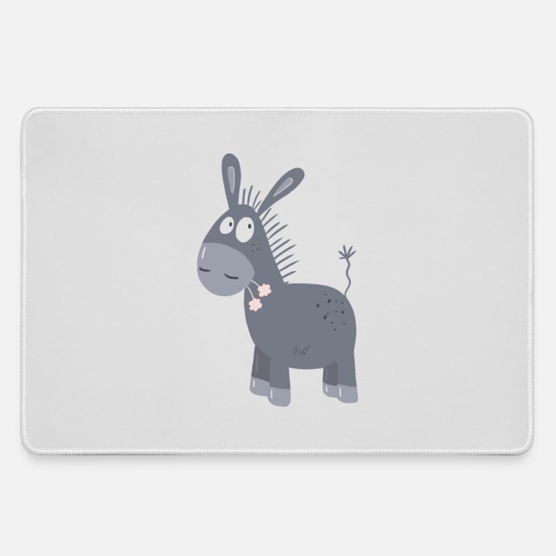 Kleiner Esel Mit Blümchen I Muli Maultier Comic - Mousepad groß für Gamer - Grau