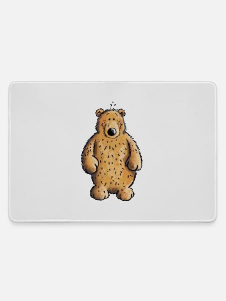 Dicker Braunbär - Bär - Teddy - Comic - Mousepad groß für Gamer - Grau