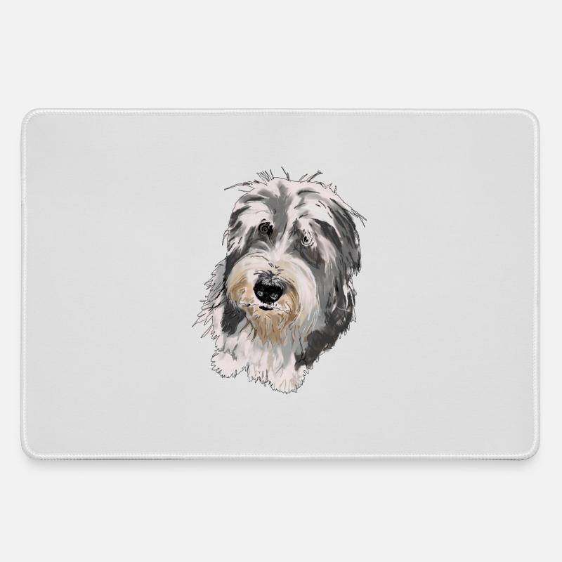 Bearded Collie - Large Gaming Mouse Mat - grey
