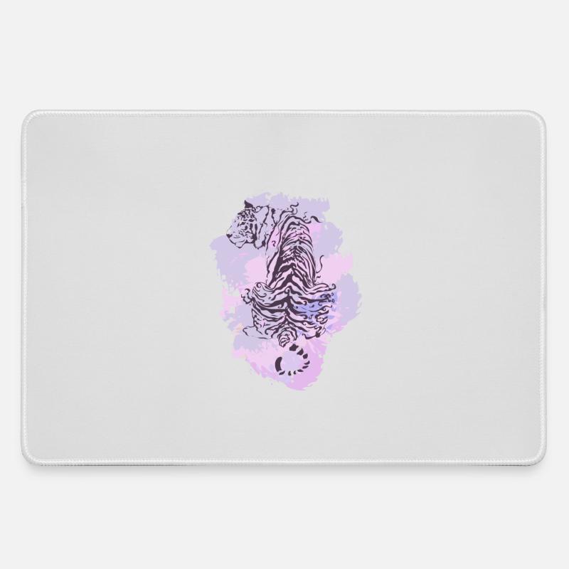 Tiger purple - Large Gaming Mouse Mat - grey