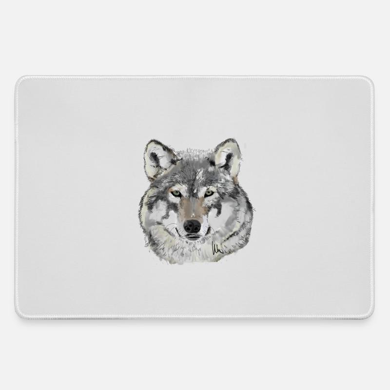 Wolf - Large Gaming Mouse Mat - grey