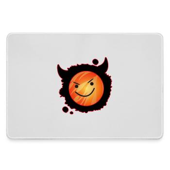 niedlicher Teufel in Flammen und glühendem Gesicht - Mousepad groß für Gamer - Grau - Vorne