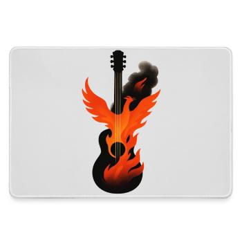 Flaming Phoenix Rock Metal Guitar - Large Gaming Mouse Mat - grey - Front