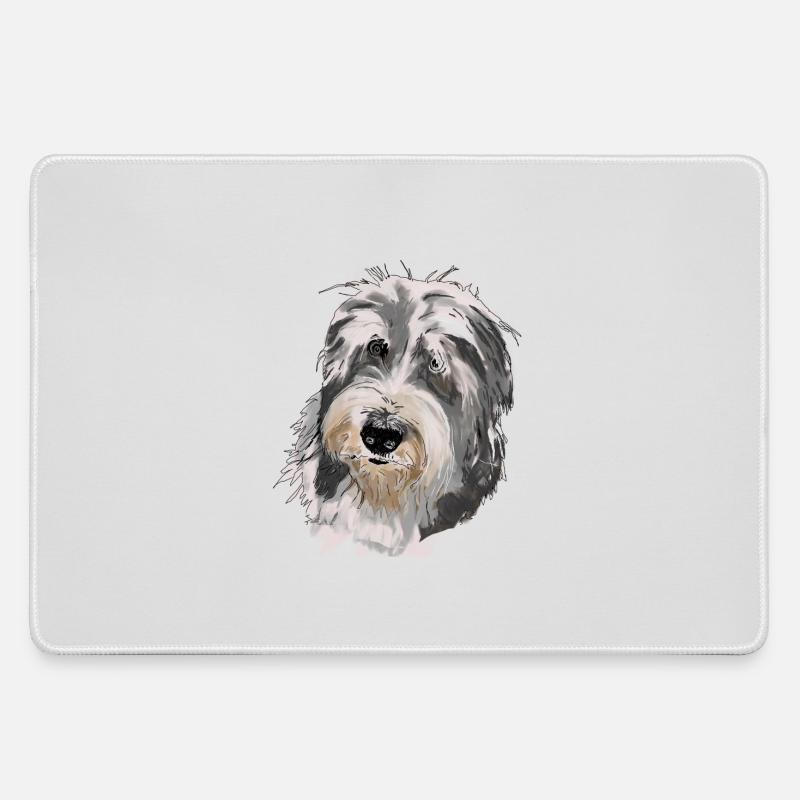 Bearded Collie - Large Gaming Mouse Mat - grey