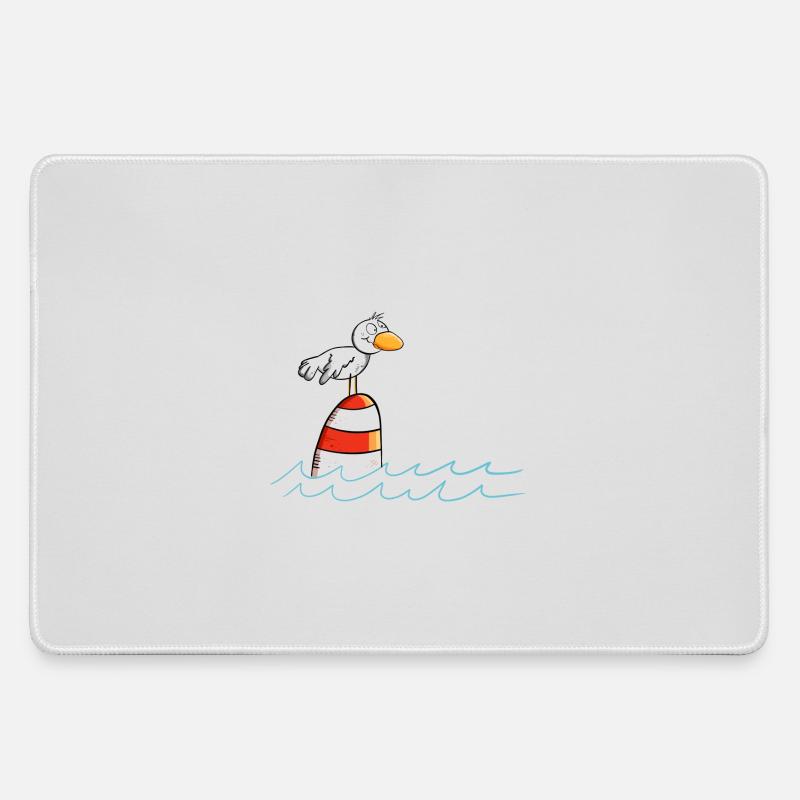 Drollige Möwe Will Meer - Mousepad groß für Gamer - Grau