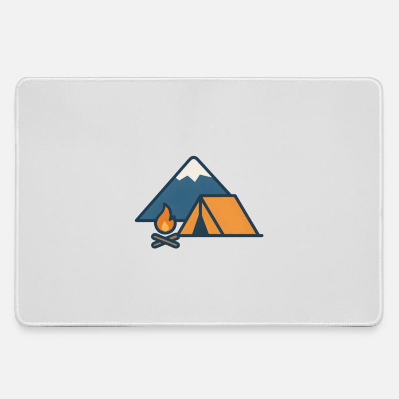 Mountain Camping Tent Campfire - Large Gaming Mouse Mat - grey