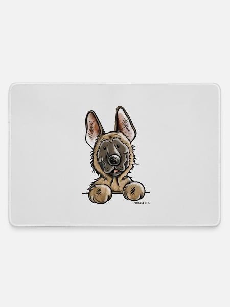 Neugieriger Malinois - Mousepad groß für Gamer - Grau