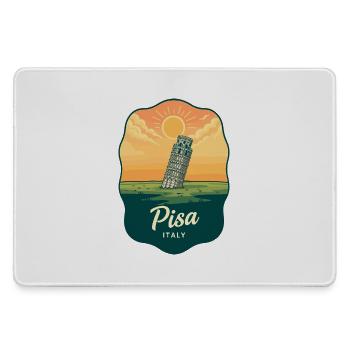 Pisa Leaning Tower Vintage Sunset Badge - Large Gaming Mouse Mat - grey - Front