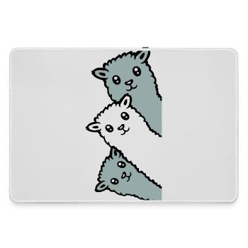 3 Alpakas Lamas schauen neugierig Tierköpfe Freude - Mousepad groß für Gamer - Grau - Vorne