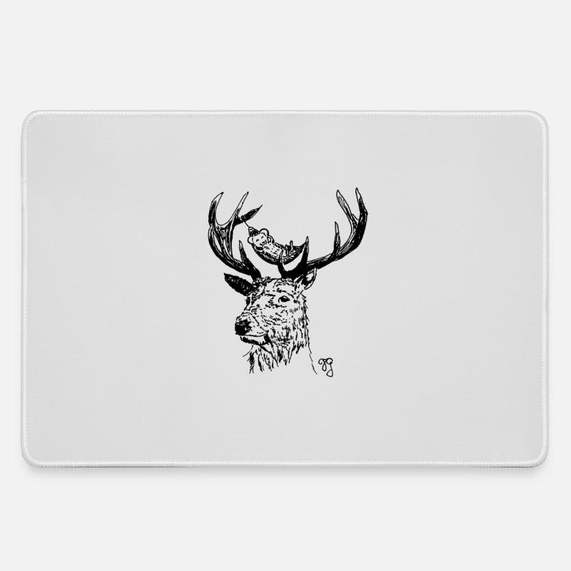 Deer and Mouse - Large Gaming Mouse Mat - grey