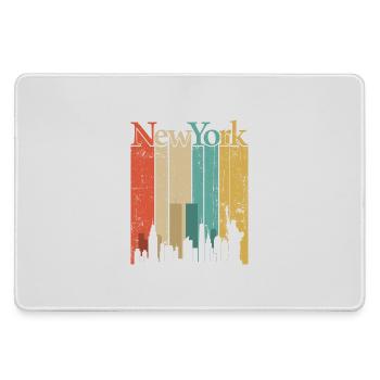 Rayures rétro New York Skyline - Grand tapis de souris gamer - bruyère - Devant