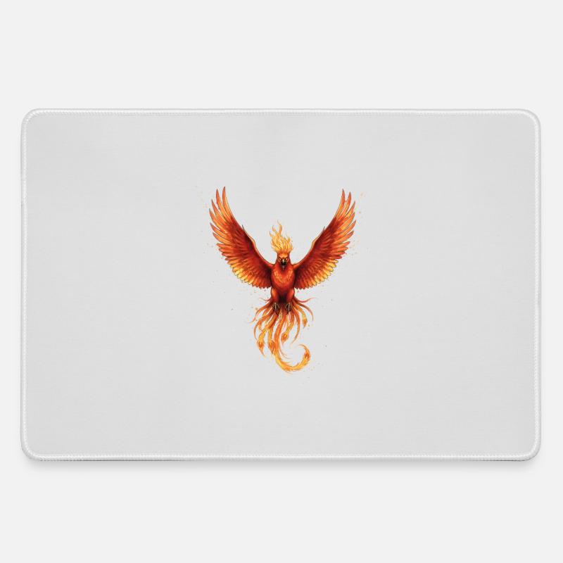 Fire Phoenix Flame Flight - Large Gaming Mouse Mat - grey