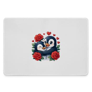 Togetherness Penguins Rose Heart - Large Gaming Mouse Mat - grey - Front