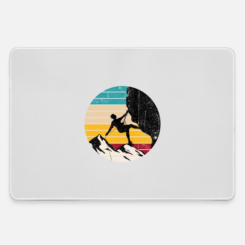 Climber Under Sunset Stripes - Large Gaming Mouse Mat - grey