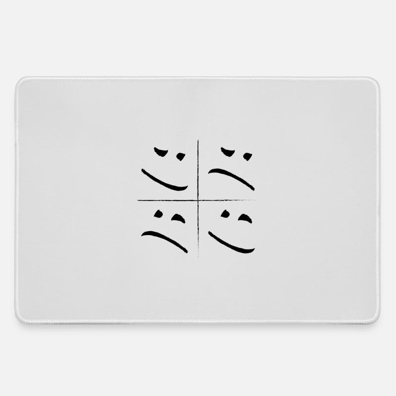 split face sad good - Mousepad groß für Gamer - Grau