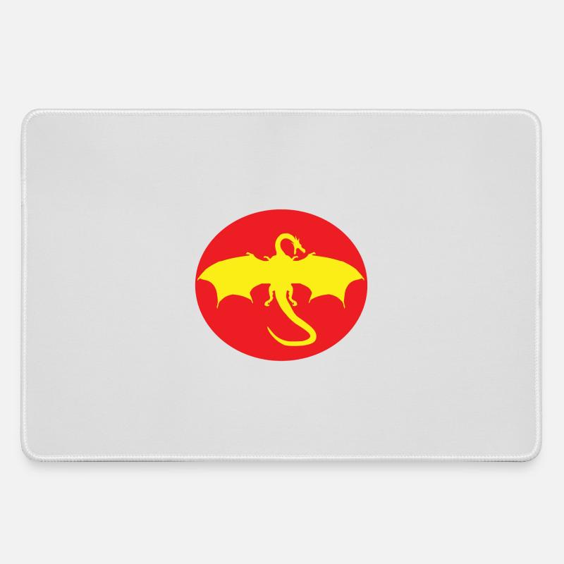 Winged Dragon red yellow - Large Gaming Mouse Mat - grey