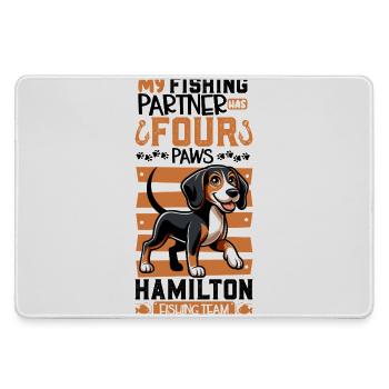 Angeln und Hannoverscher Schweißhund - Mousepad groß für Gamer - Grau - Vorne