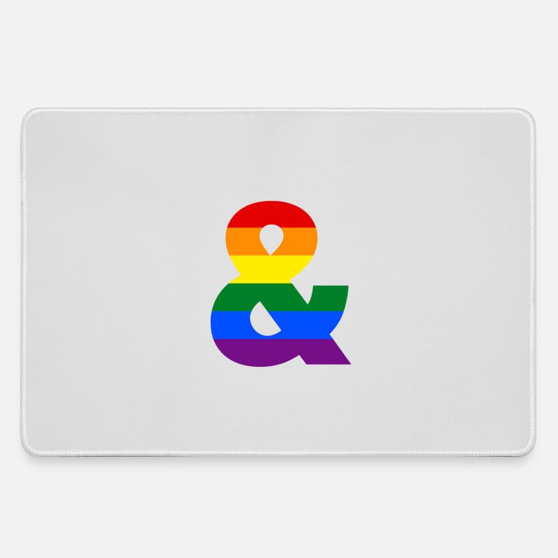 Pride Rainbow Ampersand - Large Gaming Mouse Mat - grey