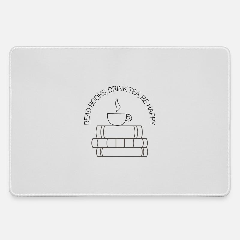Reading, Tea & Happiness – Design - Large Gaming Mouse Mat - grey