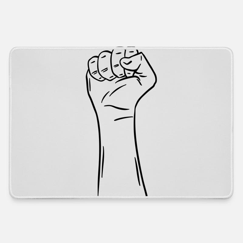 Hand Faust 2 / Faust / Kampf / Protest - Mousepad groß für Gamer - Grau