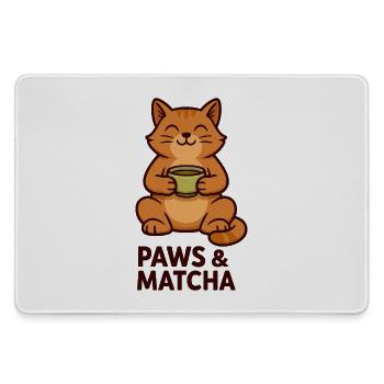 Paws & Matcha Cat - Large Gaming Mouse Mat - grey - Front