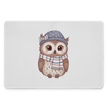 Hibou d’hiver avec écharpe et chapeau - Grand tapis de souris gamer - bruyère - Devant