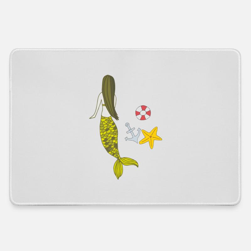 Mermaid Daylight Saving Time - Large Gaming Mouse Mat - grey