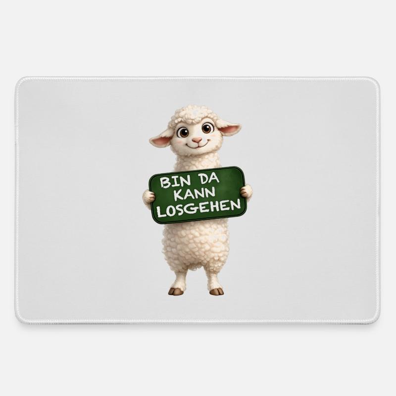 Brave Lamb Shield Motif - Large Gaming Mouse Mat - grey