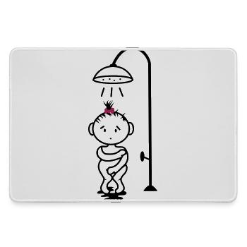 scheues Mädchen unter der Dusche - Mousepad groß für Gamer - Grau - Vorne