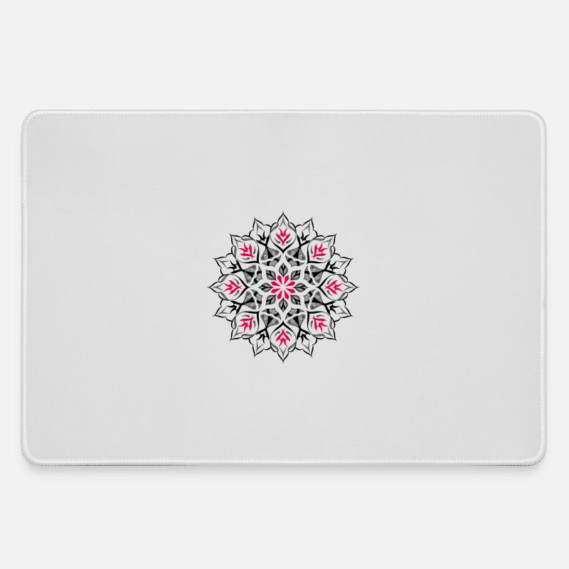 Dessin mandala dotwork - Grand tapis de souris gamer - bruyère
