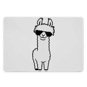 Cooles Lama Alpaka Sonnenbrille Lächelnd Lustig - Mousepad groß für Gamer - Grau - Vorne