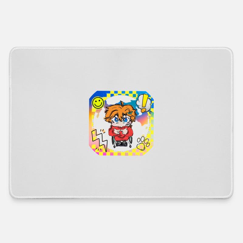 Bunter Popart Rollstuhlheld - Mousepad groß für Gamer - Grau