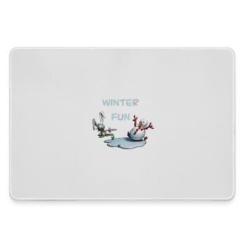 Winterspaß: Hase und Schneemann - Mousepad groß für Gamer - Grau - Vorne