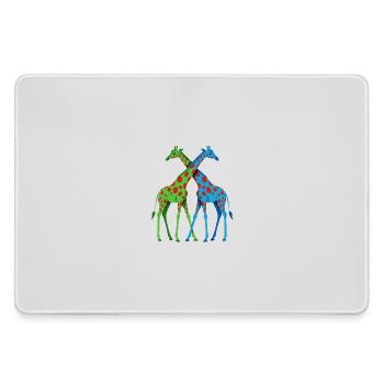 Neon Giraffen Duo Blau Grün Polka Dot und verliebt - Mousepad groß für Gamer - Grau - Vorne
