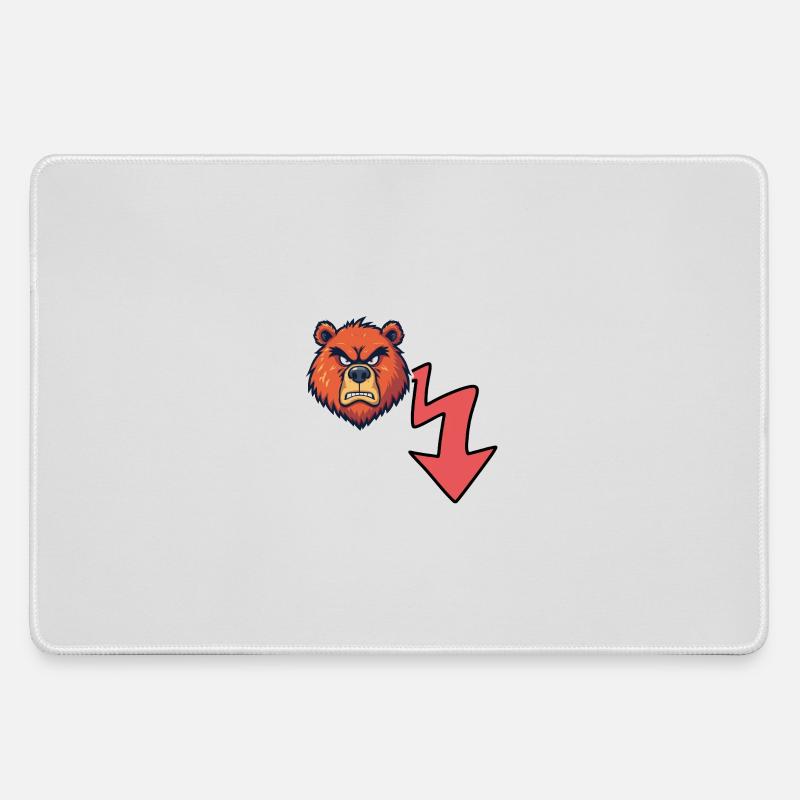 Angry bear head with red zigzag - - Large Gaming Mouse Mat - grey