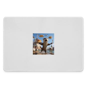 Funny Otter with Pancake Chaos Design - Large Gaming Mouse Mat - grey - Front