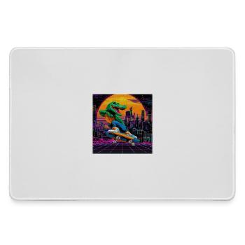 Skating Pixel Krokodil im Retro 80s Synthwave - Mousepad groß für Gamer - Grau - Vorne