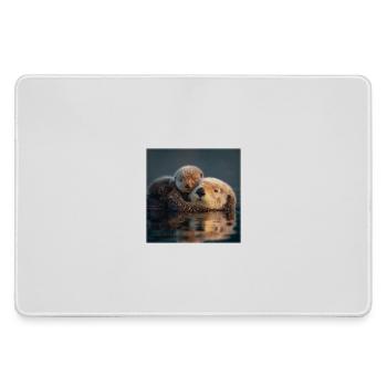 Otter-Liebe Mutter und Baby auf dem Wasser - Mousepad groß für Gamer - Grau - Vorne