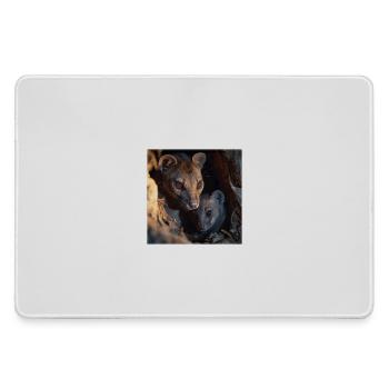 Fossa mit Jungtier – Schutz & Verbundenheit - Mousepad groß für Gamer - Grau - Vorne