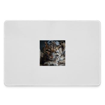 Clouded leopard resting pose Expressive wildcat - Large Gaming Mouse Mat - grey - Front