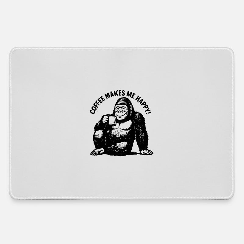 Coffee makes me happy! Coffee Coffee Coffee - Large Gaming Mouse Mat - grey