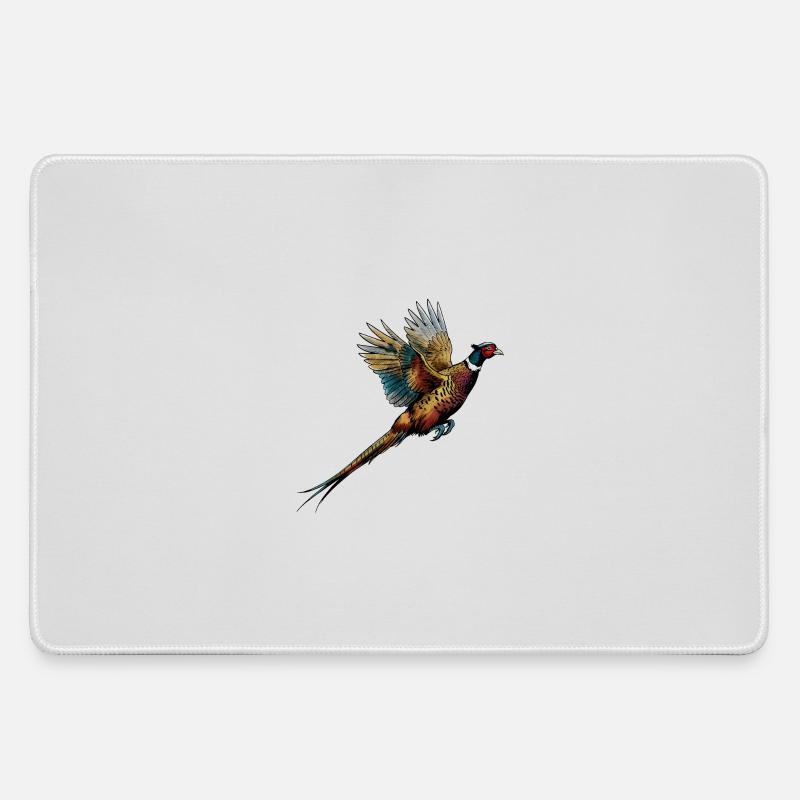 Coloured pheasant in flight - Large Gaming Mouse Mat - grey