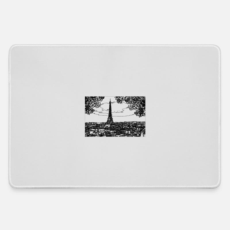 Eiffel Tower Line Drawing - Large Gaming Mouse Mat - grey