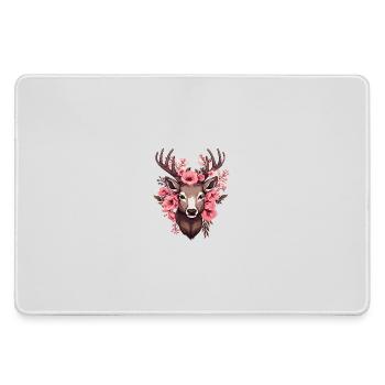 Reh Hirsch mit Blumen Trachten Rehkopf Hirschkopf - Mousepad groß für Gamer - Grau - Vorne