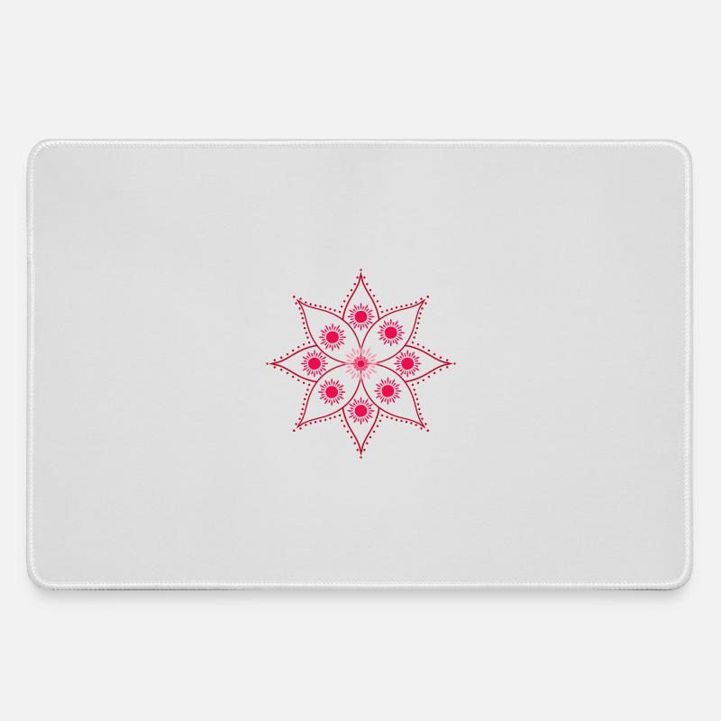 Mandala Rosette Intense Pink - Large Gaming Mouse Mat - grey