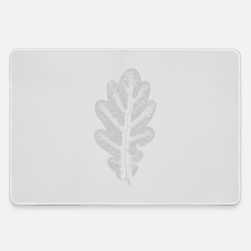 Blatt EICHE / Eichenblatt WEISS - Mousepad groß für Gamer - Grau