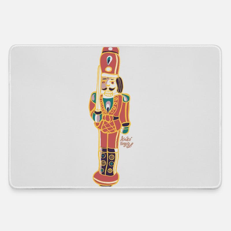 Bunter Nussknacker Deco Design - Mousepad groß für Gamer - Grau