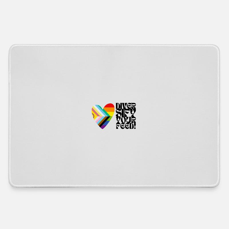 🌈♿ Diversify Your Feed –Progress Pride&Disability - Mousepad groß für Gamer - Grau