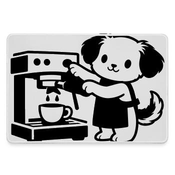Le chien barista est super mignon - Grand tapis de souris gamer - bruyère - Devant